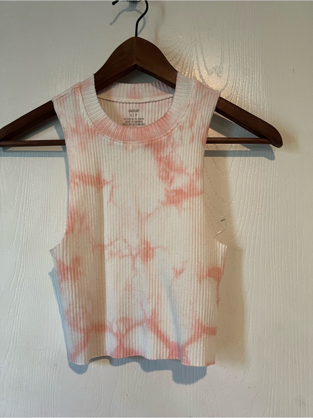 Aerie Tie Dye Pink White Ribbed Crop Tank Women Size Small